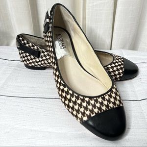 MICHAEL Michael Kors Calf Hair Leather Houndstooth Black & White Flats